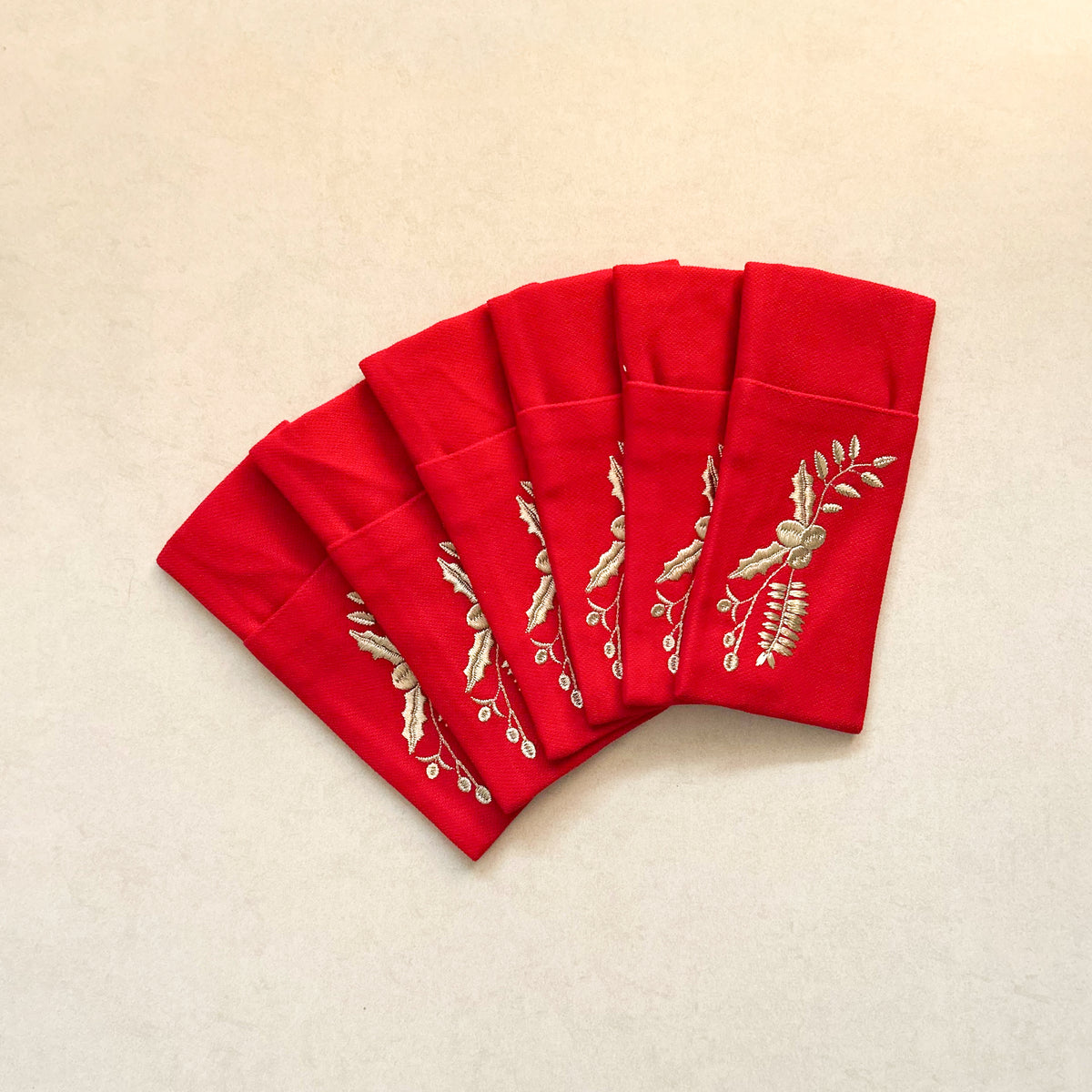 Winterberry Cutlery Sleeve Set of 6 (Red)