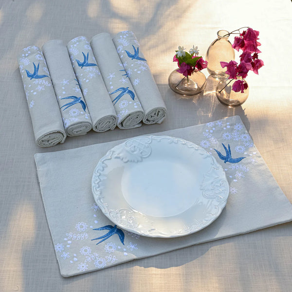 Bird and Flowers Placemat Set of 6