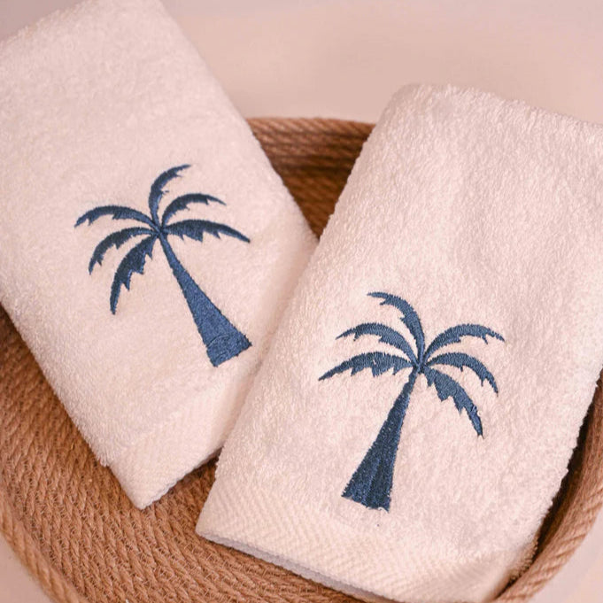 Blue Palm Guest Towels Set of 2