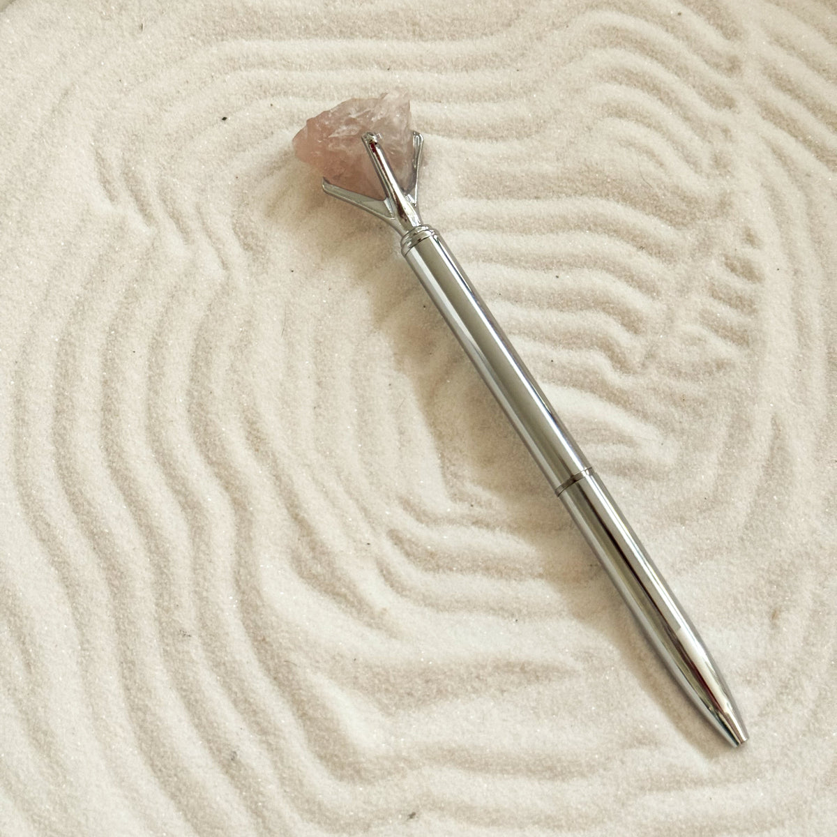 Silver Ballpoint Pen with Quartz Stone
