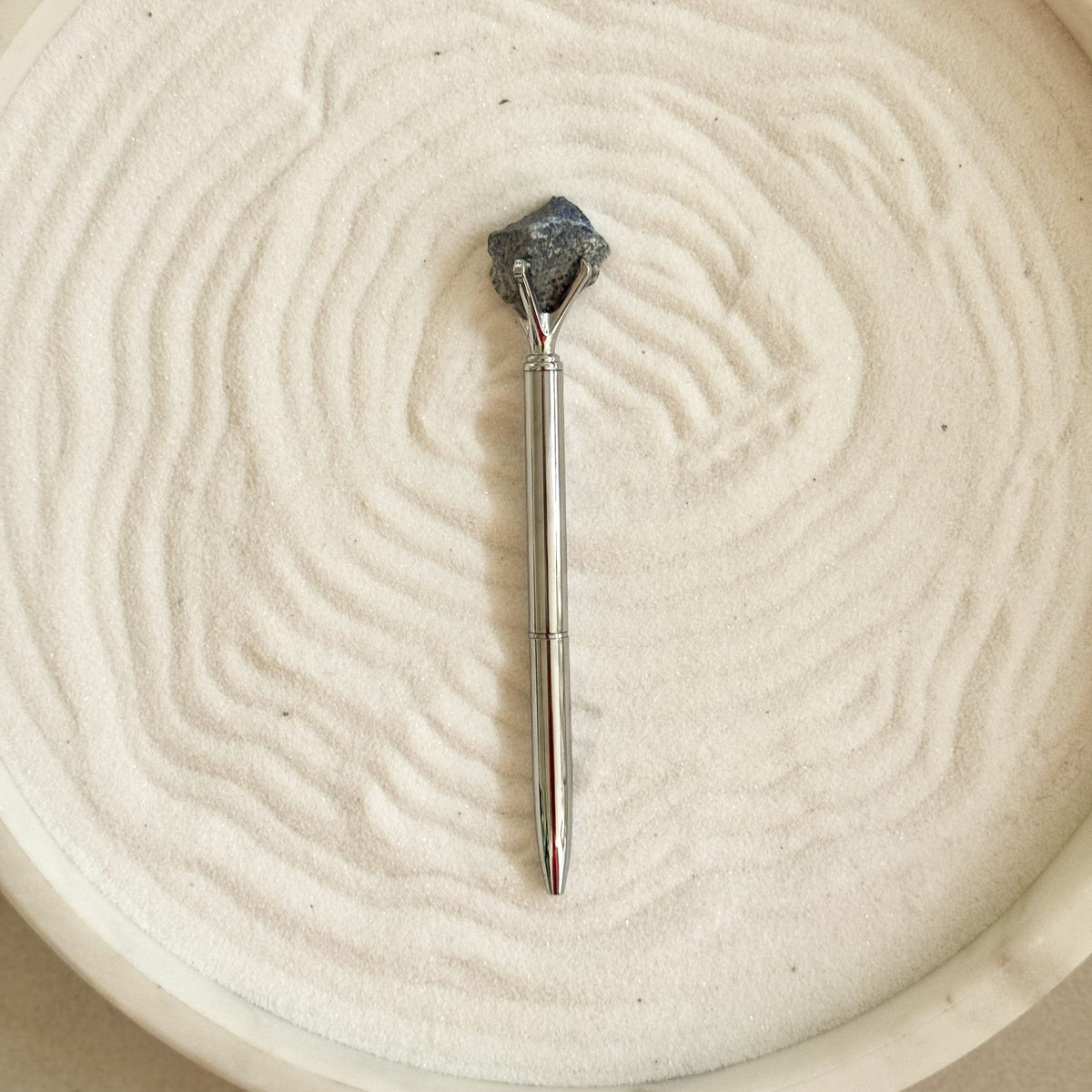 Silver Ballpoint Pen with Lapis stone