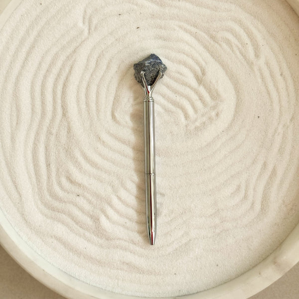 Silver Ballpoint Pen with Lapis stone
