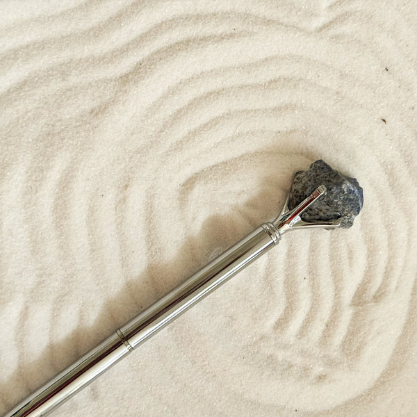 Silver Ballpoint Pen with Lapis stone