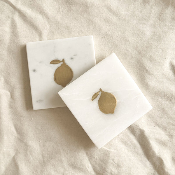 Lemon Brass Marble Coaster