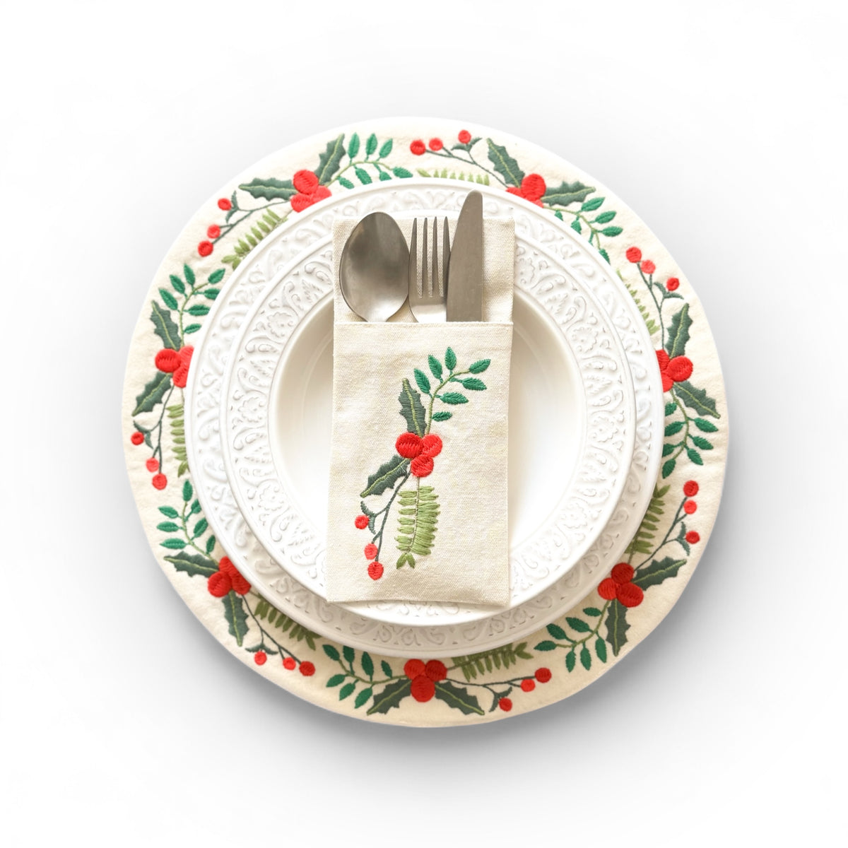 Winterberry Round Placemat - Set Of Six