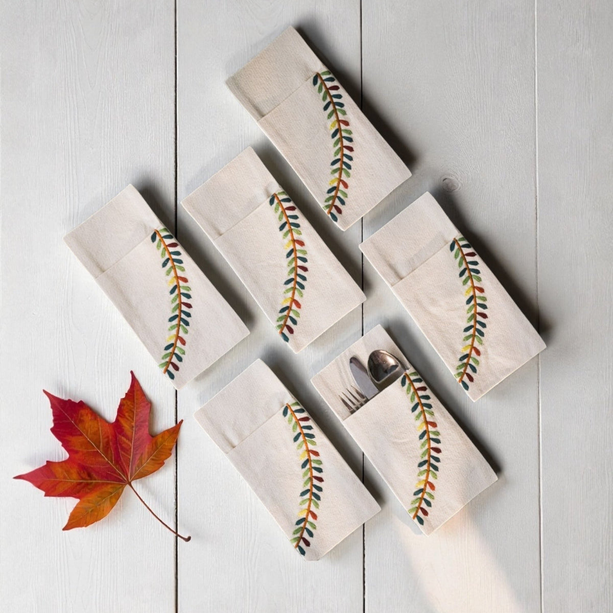 Fall Wreath Cutlery Sleeve Sets of 6