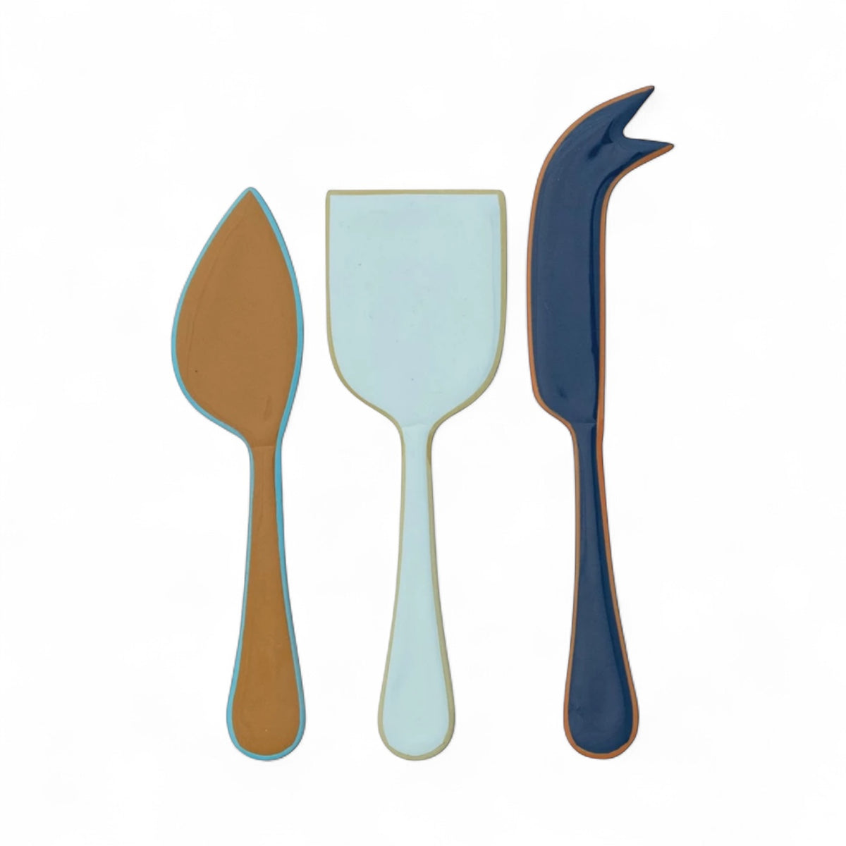 Enameled Cheese Knife Trio