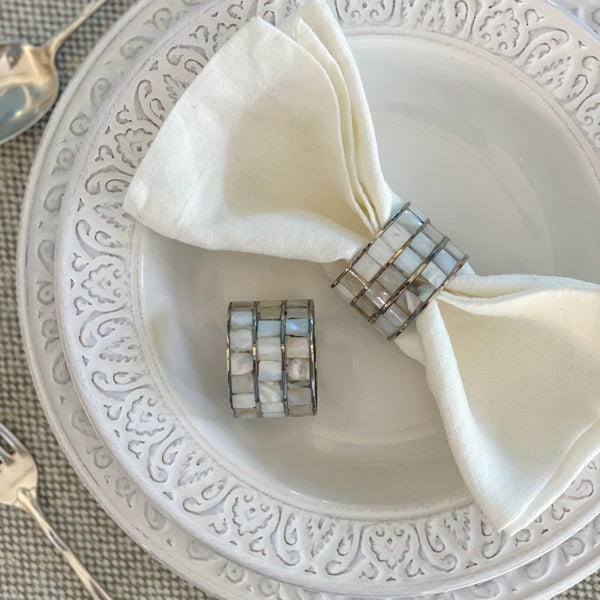 Mother of Pearl Napkin Rings, Set of 4