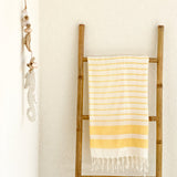 Striped Peshtemal Towel - Yellow and White