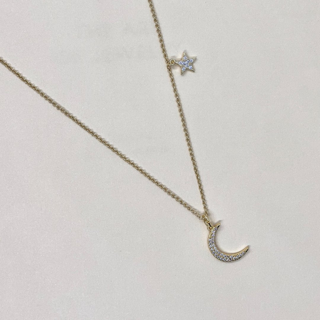 Crescent Moon and Star Necklace