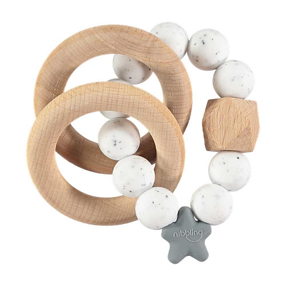 Speckled White Wood Teething Toy